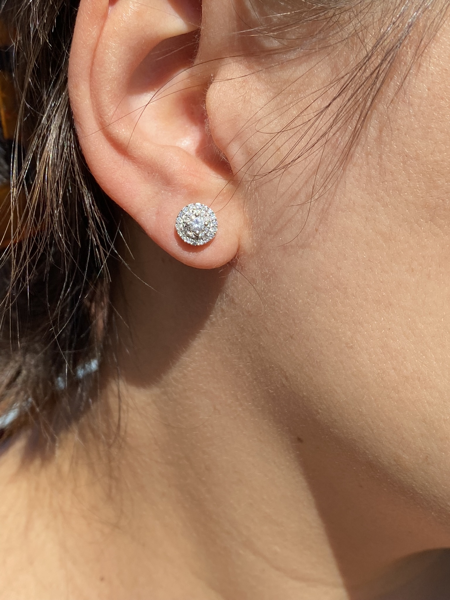 The Baring: Diamond Double Halo Stud Earrings in White Gold - Image 4