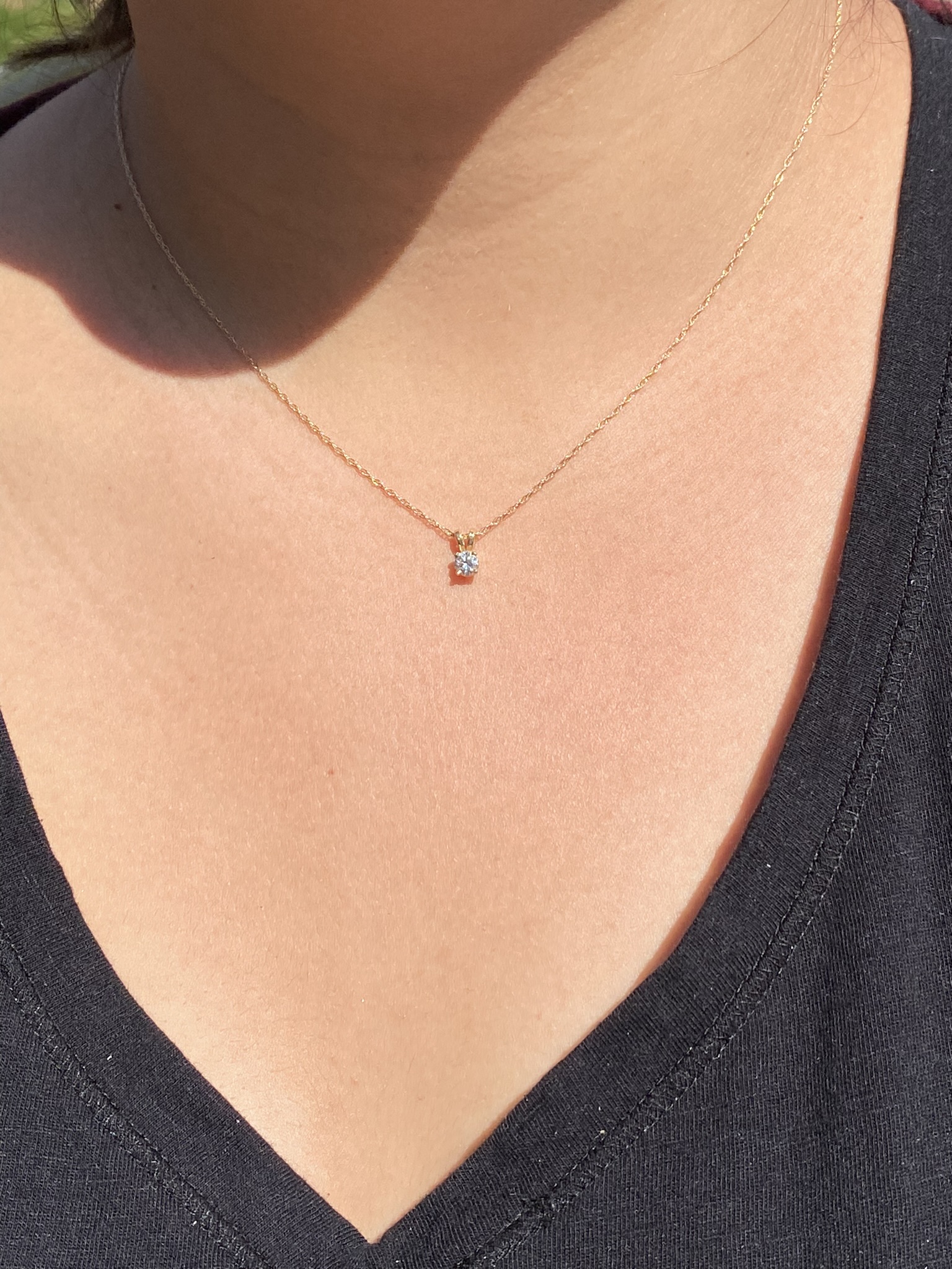 The May Creek: Diamond Solitaire Necklace in Yellow Gold - Image 4