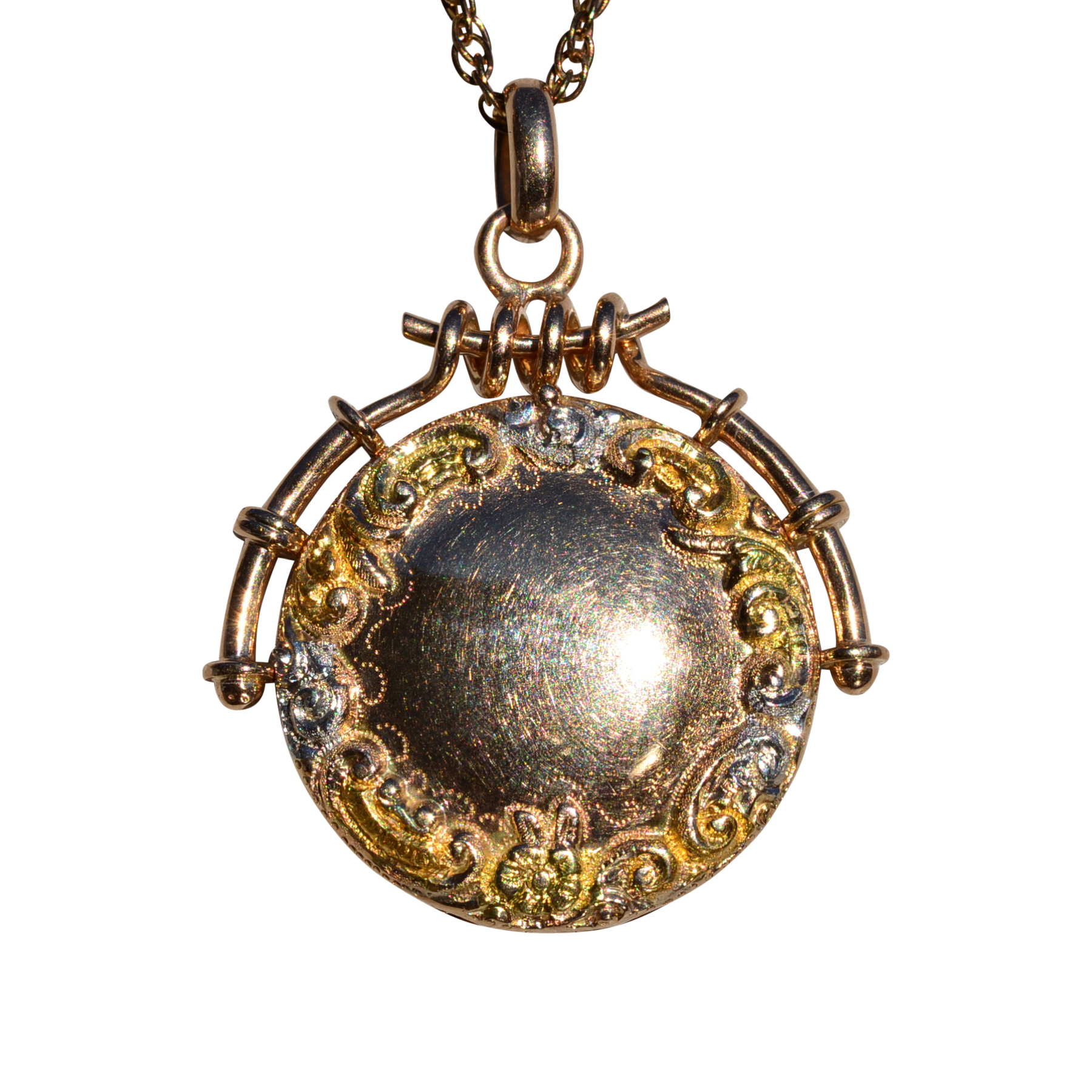 SOLD:The Rumorosa: Ladies Tricolor Gold Locket with Engraving