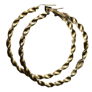 SOLD - The Houcks:  Ladies Large 2.75" Twisted Gold Hoop Earrings