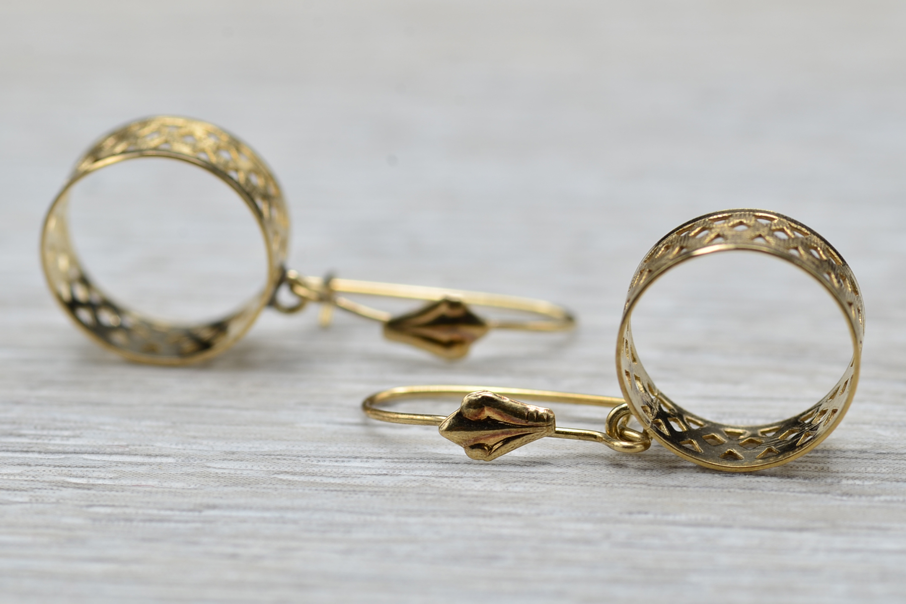 SOLD - The Shandons: Ladies Delicate 14K Gold Dangler Earrings - Image 2