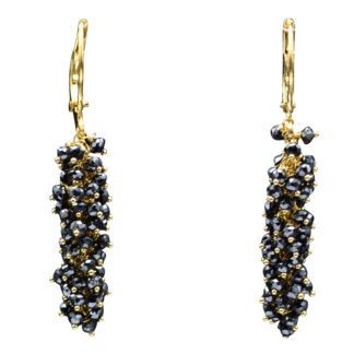 The Cantils:  Ladies 18K Black Diamond Cluster Dangler Earrings