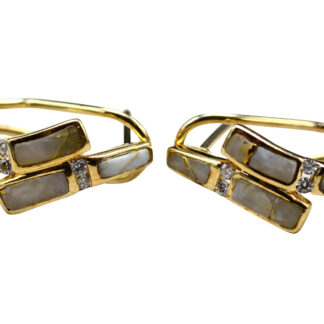 The Pauldens:  Ladies 14K Earrings set with 24K Gold in Quartz