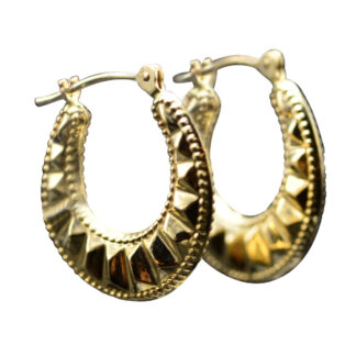 SOLD - The Pomerenes:  Ladies 14K Gold Diamond Cut Hoop Earrings