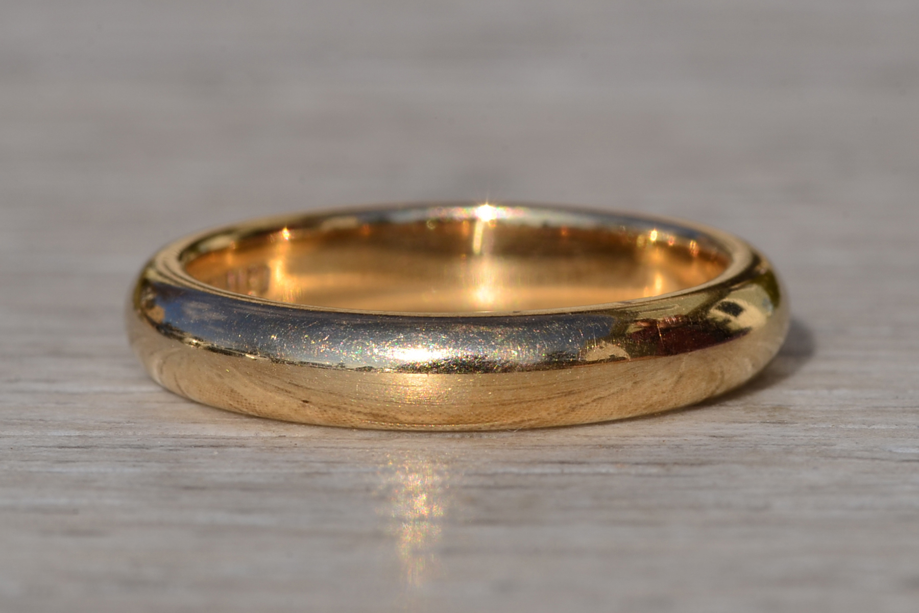 SOLD - Gentlemen's Signed Art Carved 14K Yellow Gold Donut Band - Image 2