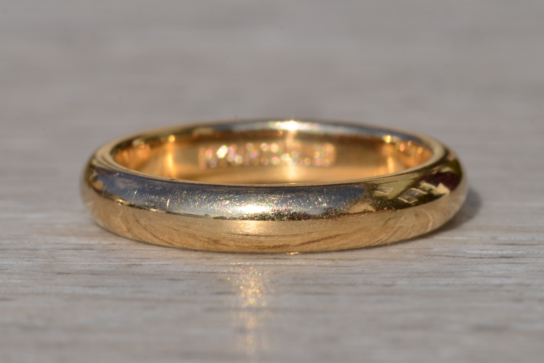 SOLD - Gentlemen's Signed Art Carved 14K Yellow Gold Donut Band - Image 3