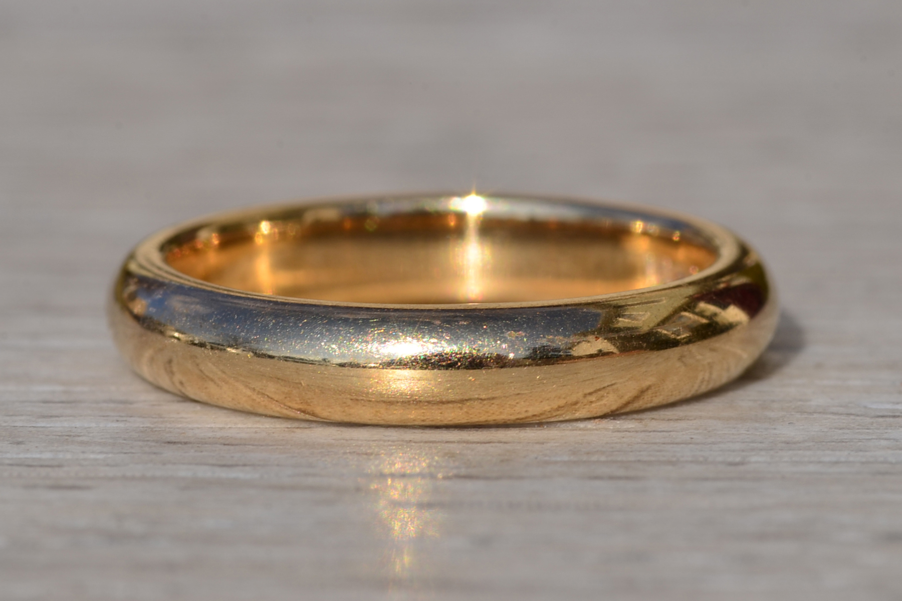 SOLD - Gentlemen's Signed Art Carved 14K Yellow Gold Donut Band - Image 4