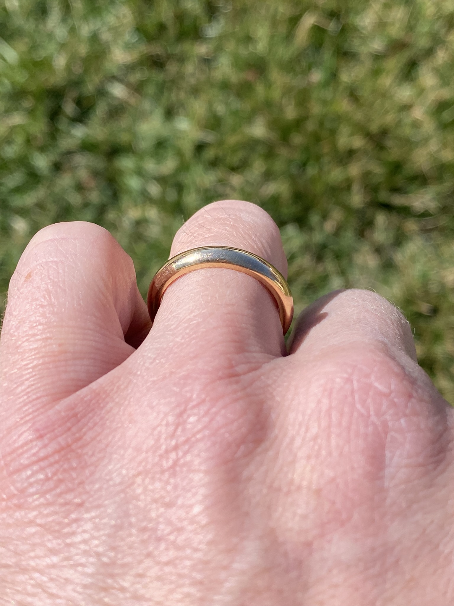 SOLD - Gentlemen's Signed Art Carved 14K Yellow Gold Donut Band - Image 7