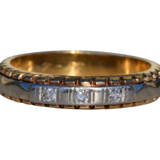 The Cohassett:  Gentlemen's Vintage 14K Two Tone Diamond Wedding Band