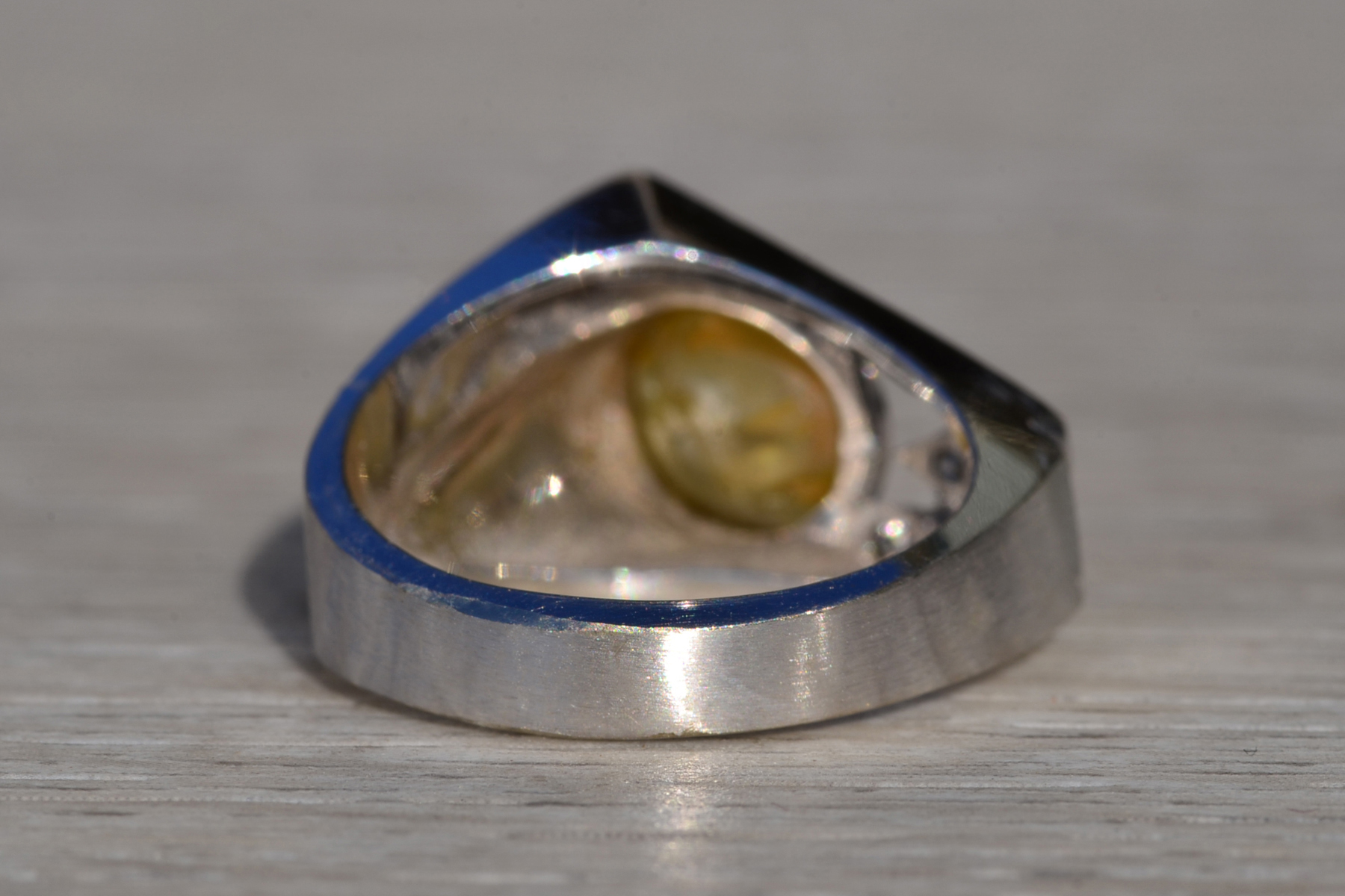 The Lodoga: Gentlemen's Vintage 14K Cat's Eye Chrysoberyl and Diamond Cocktail Ring - Image 5