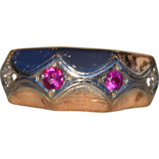 The Stinson:  Ladies Retro 18K Rose Gold Band set with Ruby and Diamond