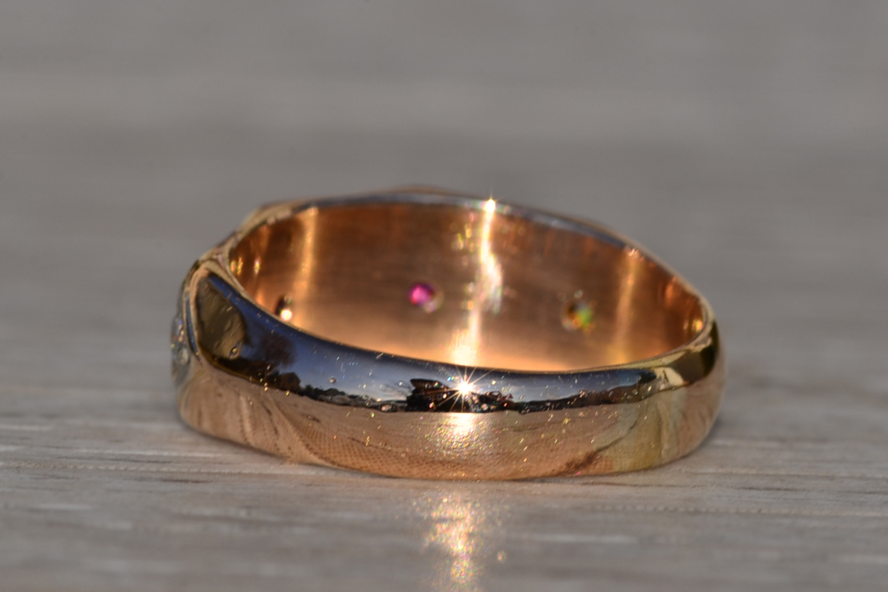 The Stinson: Ladies Retro 18K Rose Gold Band set with Ruby and Diamond - Image 4