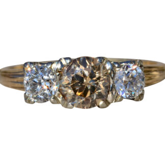 SOLD - The Takilma:  Ladies Vintage Trilogy Diamond Ring set with Fancy Brown and White Diamonds