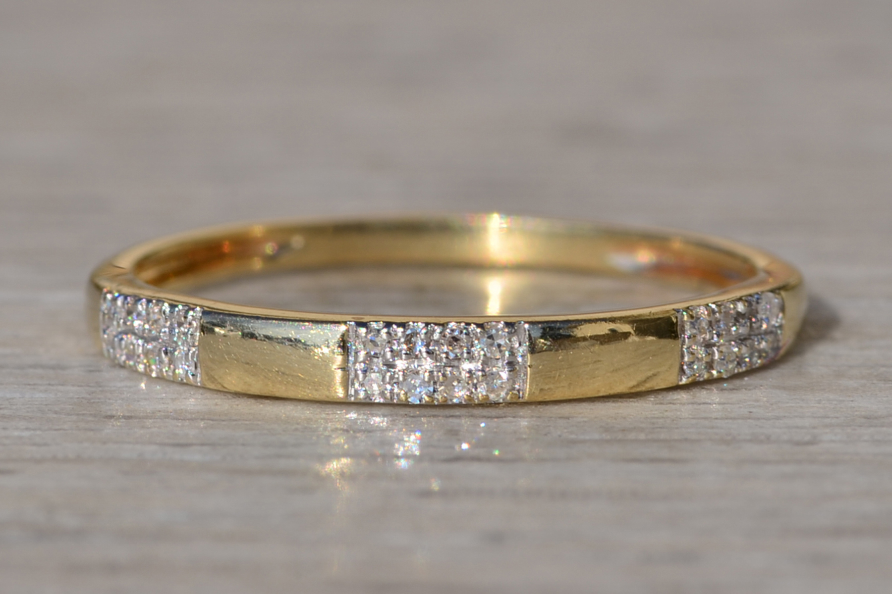 SOLD - The Cotati: Ladies 14K Yellow Gold and Diamond Stackable Band - Image 2