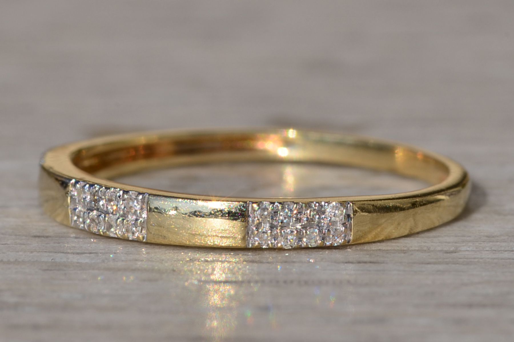 SOLD - The Cotati: Ladies 14K Yellow Gold and Diamond Stackable Band - Image 3