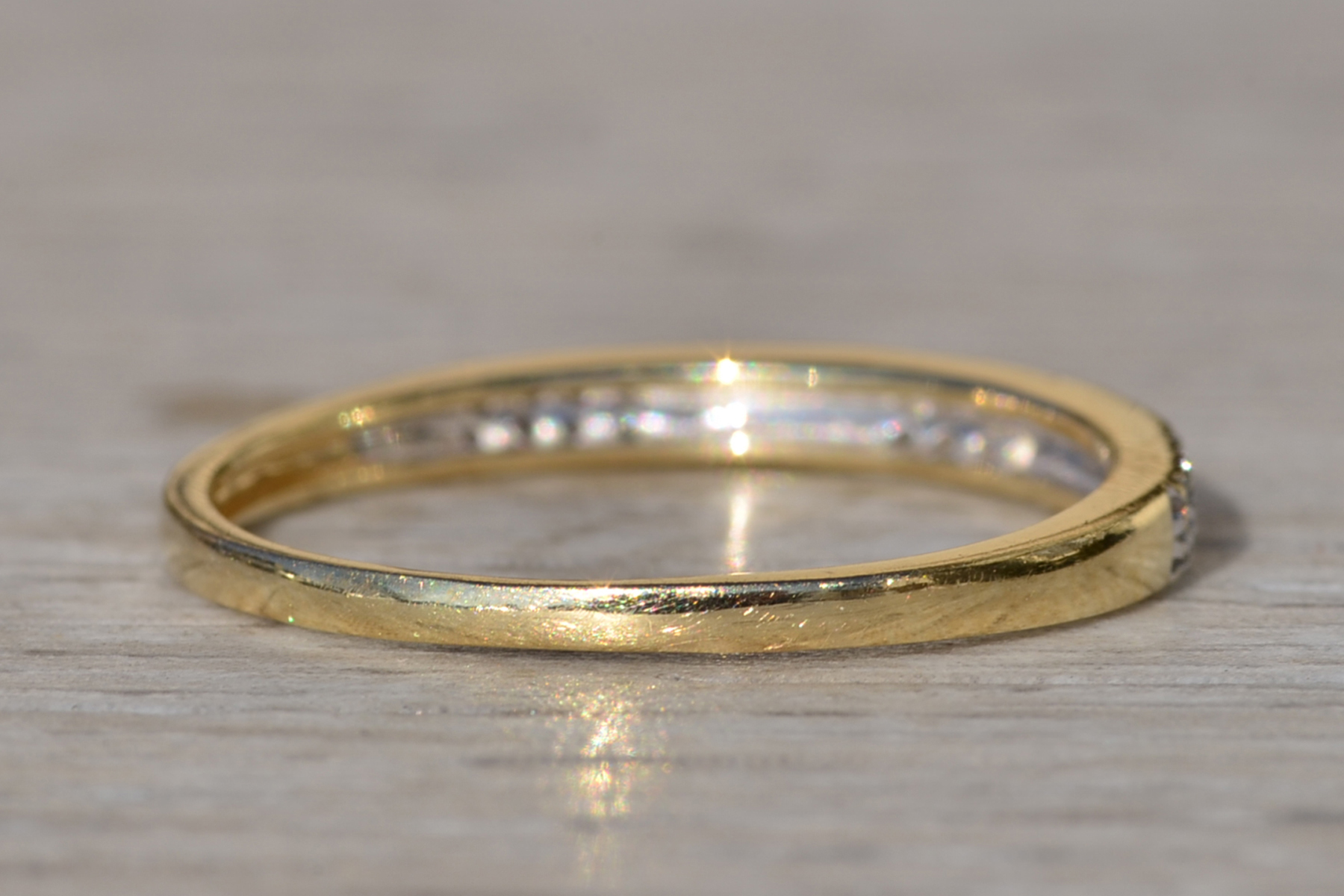 SOLD - The Cotati: Ladies 14K Yellow Gold and Diamond Stackable Band - Image 5