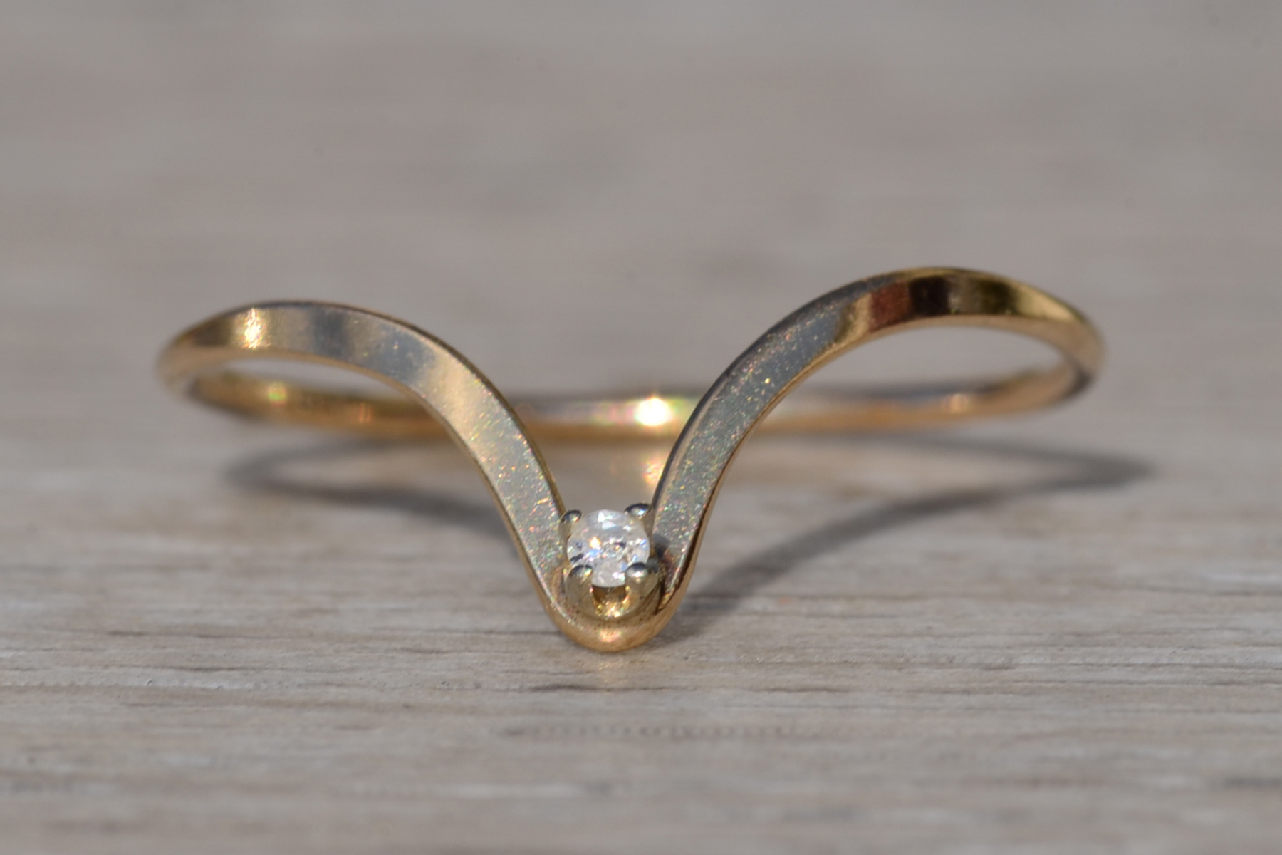 SOLD - The Golconda: Ladies 14K Chevron Diamond Set Band - Image 2