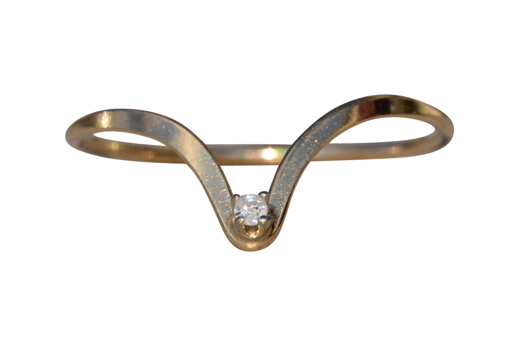 SOLD - The Golconda: Ladies 14K Chevron Diamond Set Band