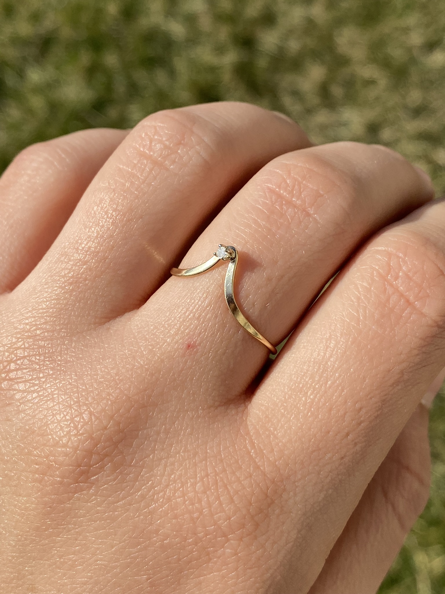 SOLD - The Golconda: Ladies 14K Chevron Diamond Set Band - Image 9
