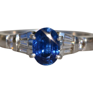SOLD: The Pratt Place:  Ladies Platinum Sapphire and Diamond Engagement Ring