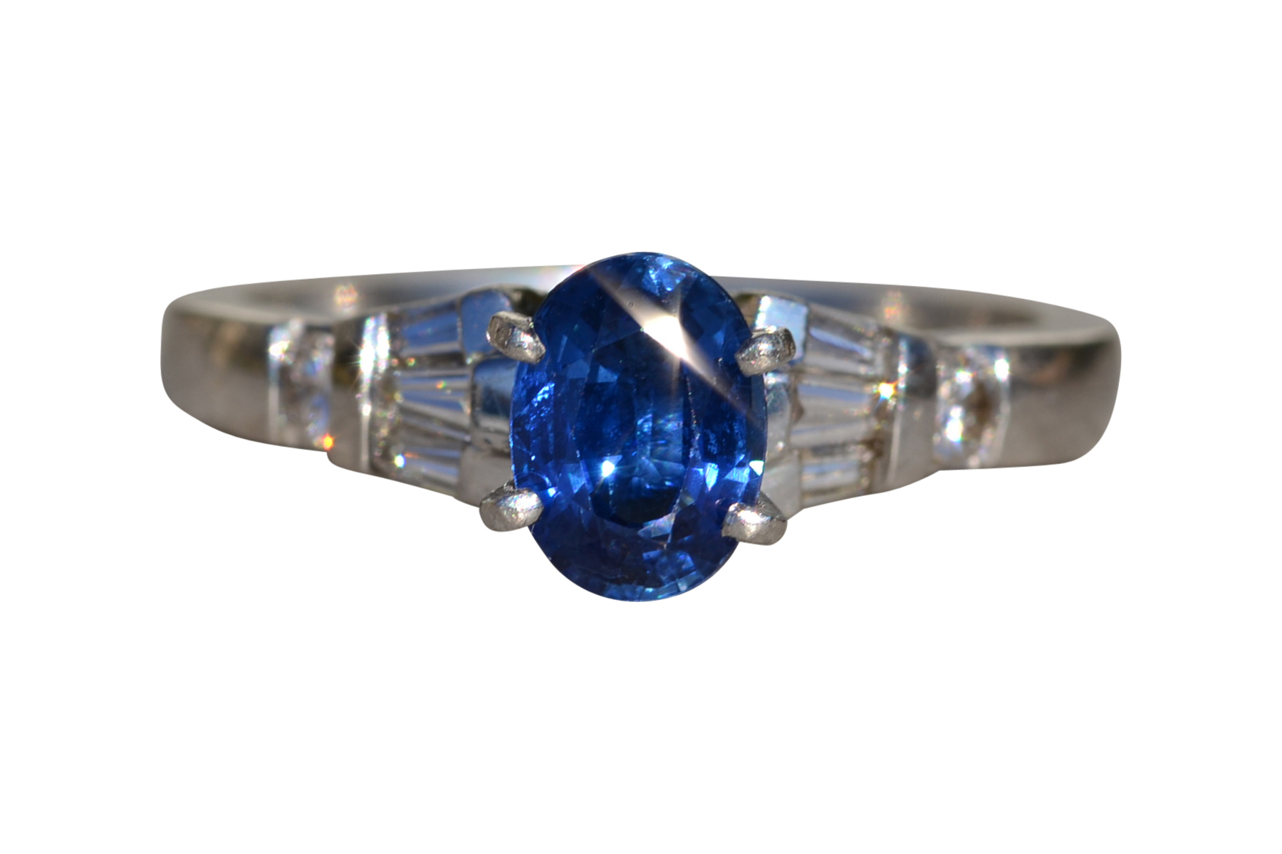 SOLD: The Pratt Place: Ladies Platinum Sapphire and Diamond Engagement Ring