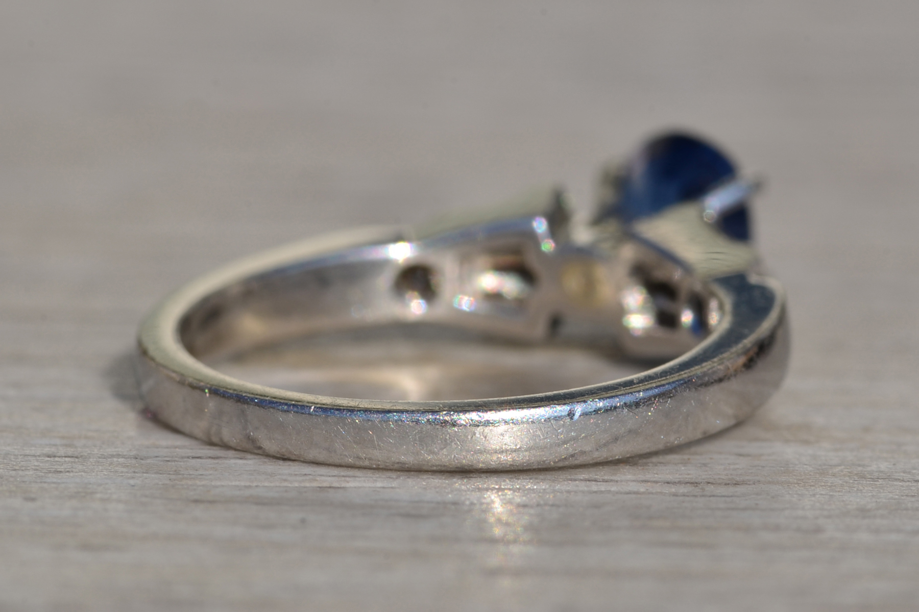 SOLD: The Pratt Place: Ladies Platinum Sapphire and Diamond Engagement Ring - Image 5