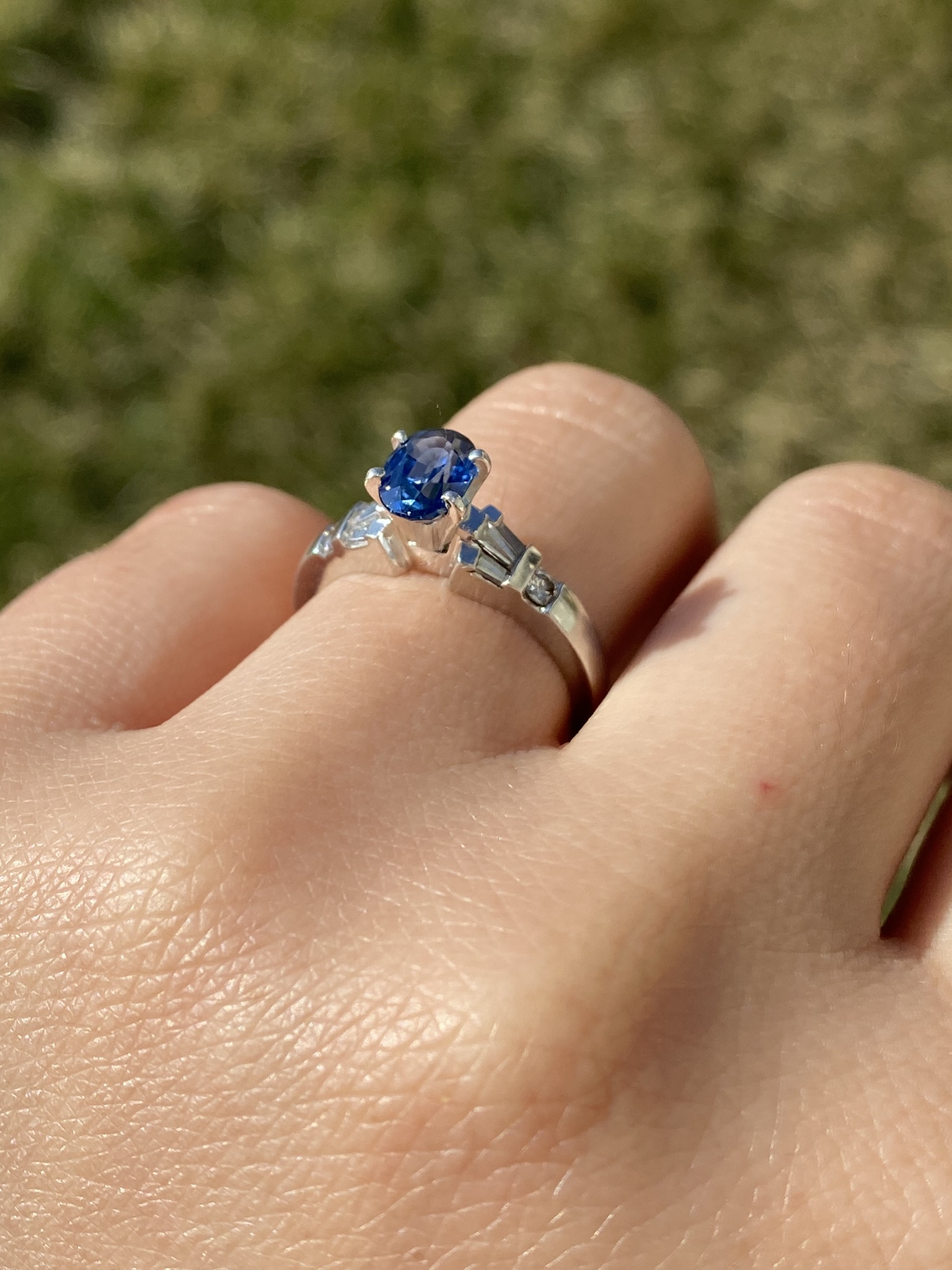 SOLD: The Pratt Place: Ladies Platinum Sapphire and Diamond Engagement Ring - Image 10