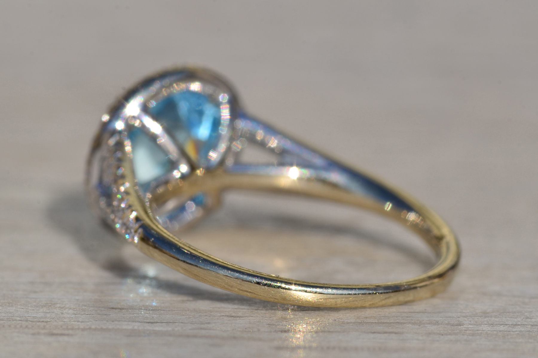 The Merced: Ladies 14K Topaz and Diamond Halo Ring - Image 4