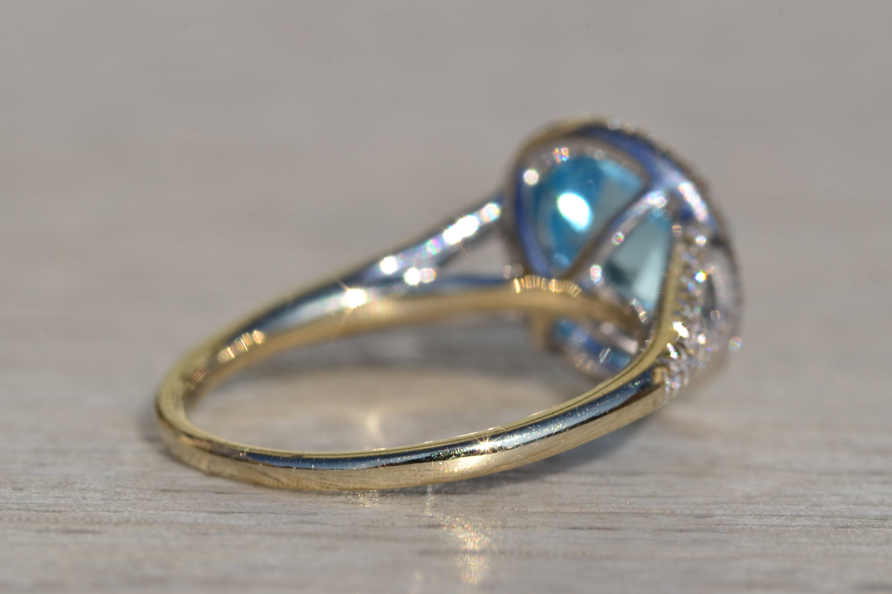 The Merced: Ladies 14K Topaz and Diamond Halo Ring - Image 5