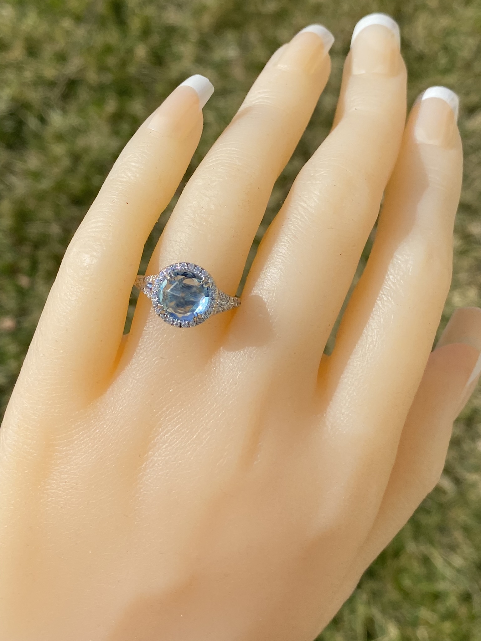 The Merced: Ladies 14K Topaz and Diamond Halo Ring - Image 8