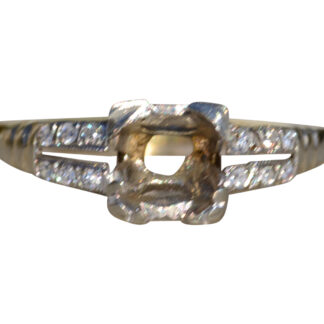 Ladies 14K Two Tone Semi-Mount set with Diamond Side Stones
