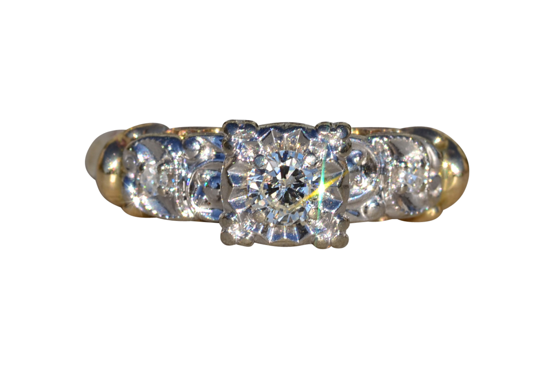 SOLD - The Colusa: Ladies Karlan & Bleicher Signed 14K Two Tone Diamond Engagement Ring