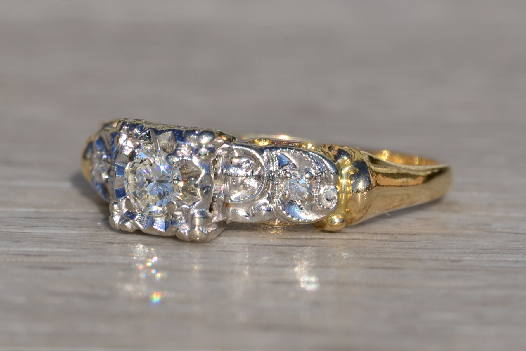 SOLD - The Colusa: Ladies Karlan & Bleicher Signed 14K Two Tone Diamond Engagement Ring - Image 3