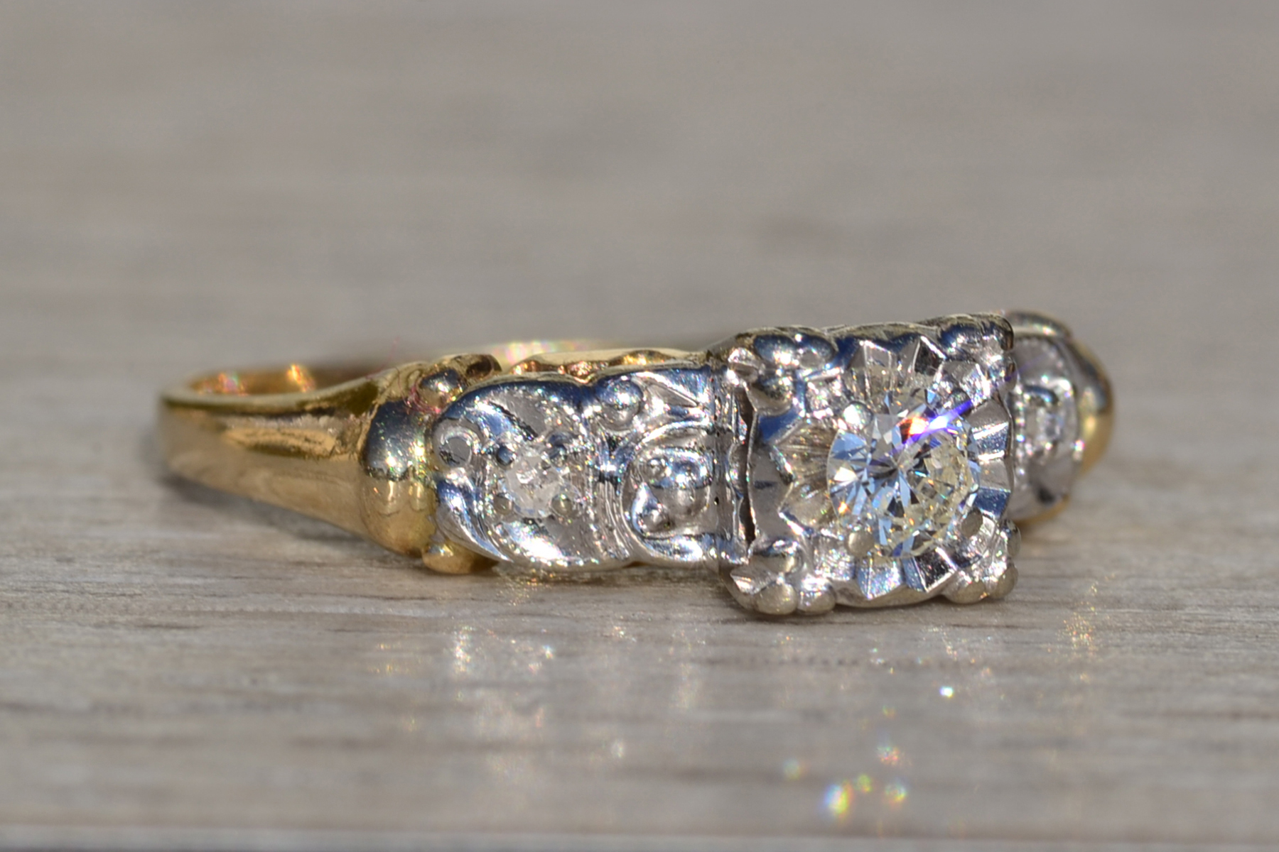 SOLD - The Colusa: Ladies Karlan & Bleicher Signed 14K Two Tone Diamond Engagement Ring - Image 6