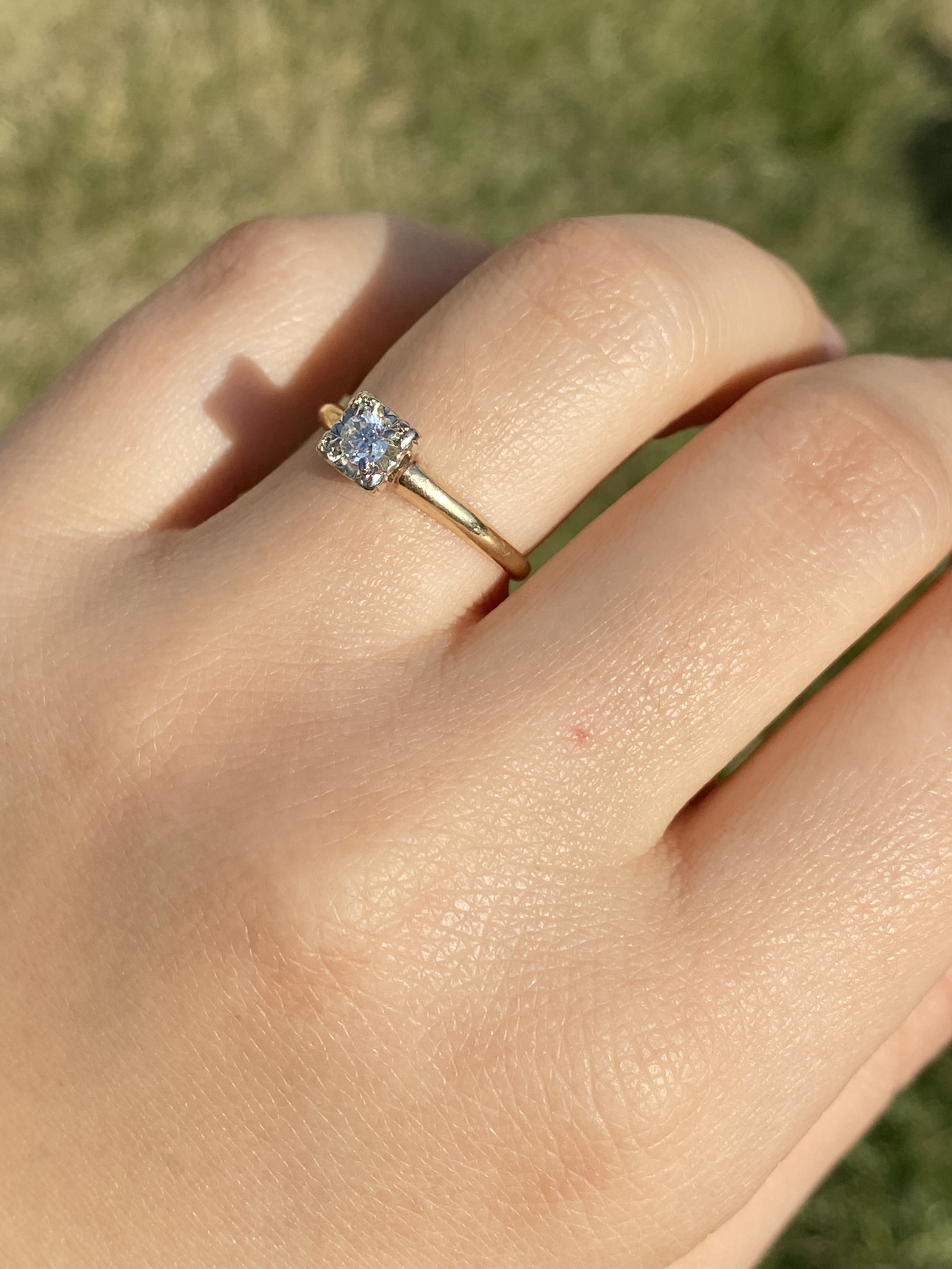 SOLD - The Laytonville: Ladies Vintage 14K Two Tone Diamond Engagement Ring - Image 9