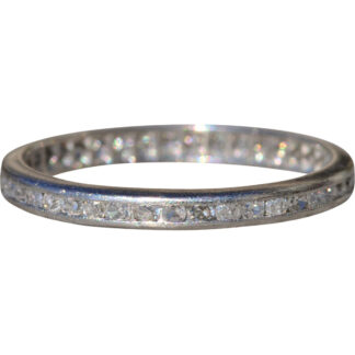 The Glen Blair:  Ladies Antique Platinum Eternity Wedding Band Channel set with Diamonds