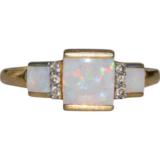 SOLD - The McLaren:  Ladies Yellow Gold Australian Opal and Diamond Cocktail Ring