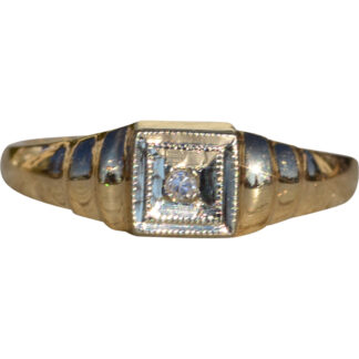 SOLD - The Millerton:  Antique Child's 14K Gold Ring set with Diamond