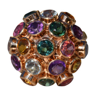 SOLD - The Tillamook:  Ladies 18K Multistone Domed Sputnik Ring