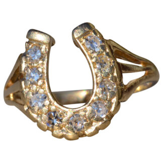 SOLD - The Alderpoint: Ladies Signed Truebrite Diamond Horseshoe Ring in 14K Gold