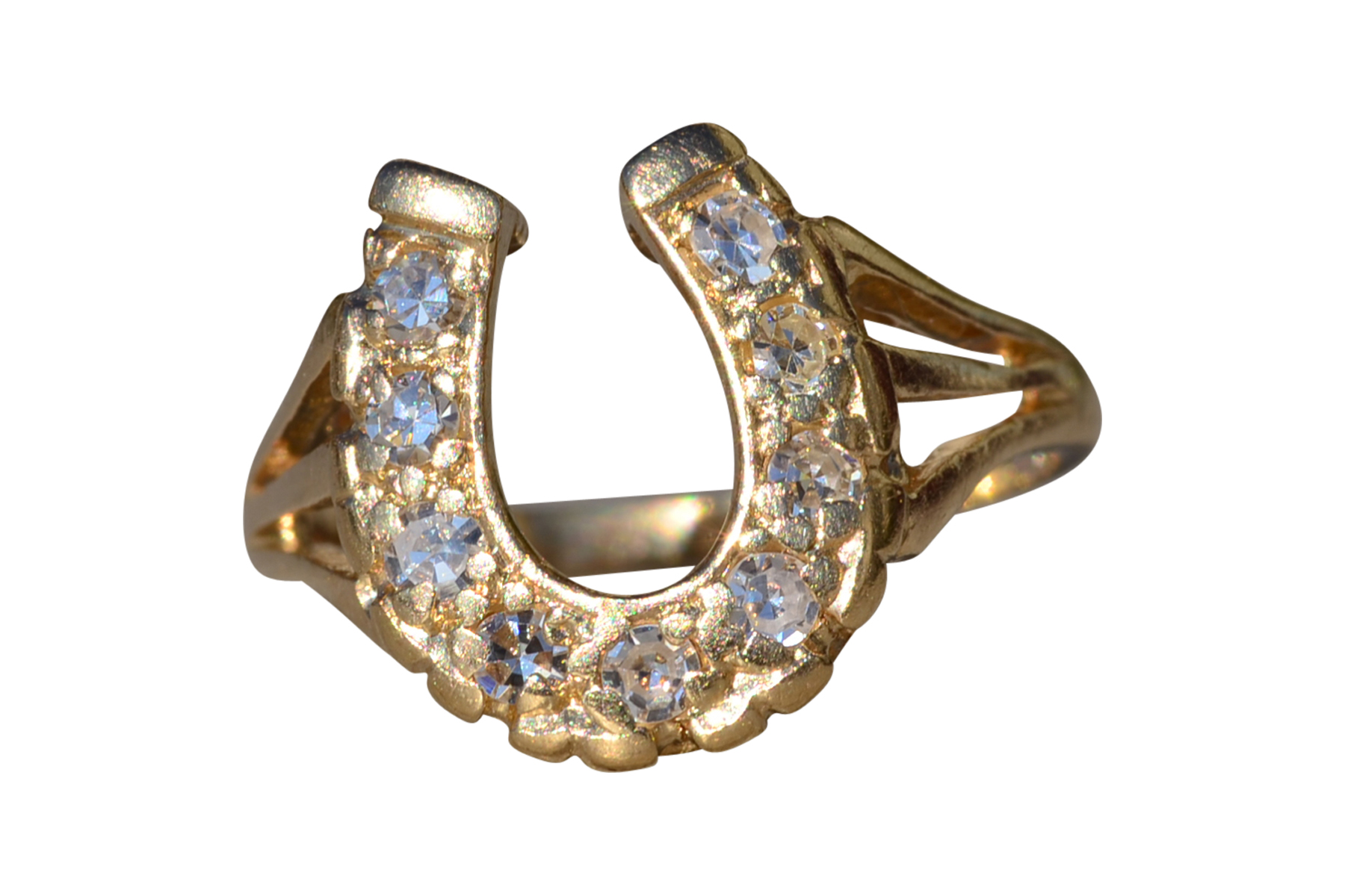 SOLD - The Alderpoint: Ladies Signed Truebrite Diamond Horseshoe Ring in 14K Gold