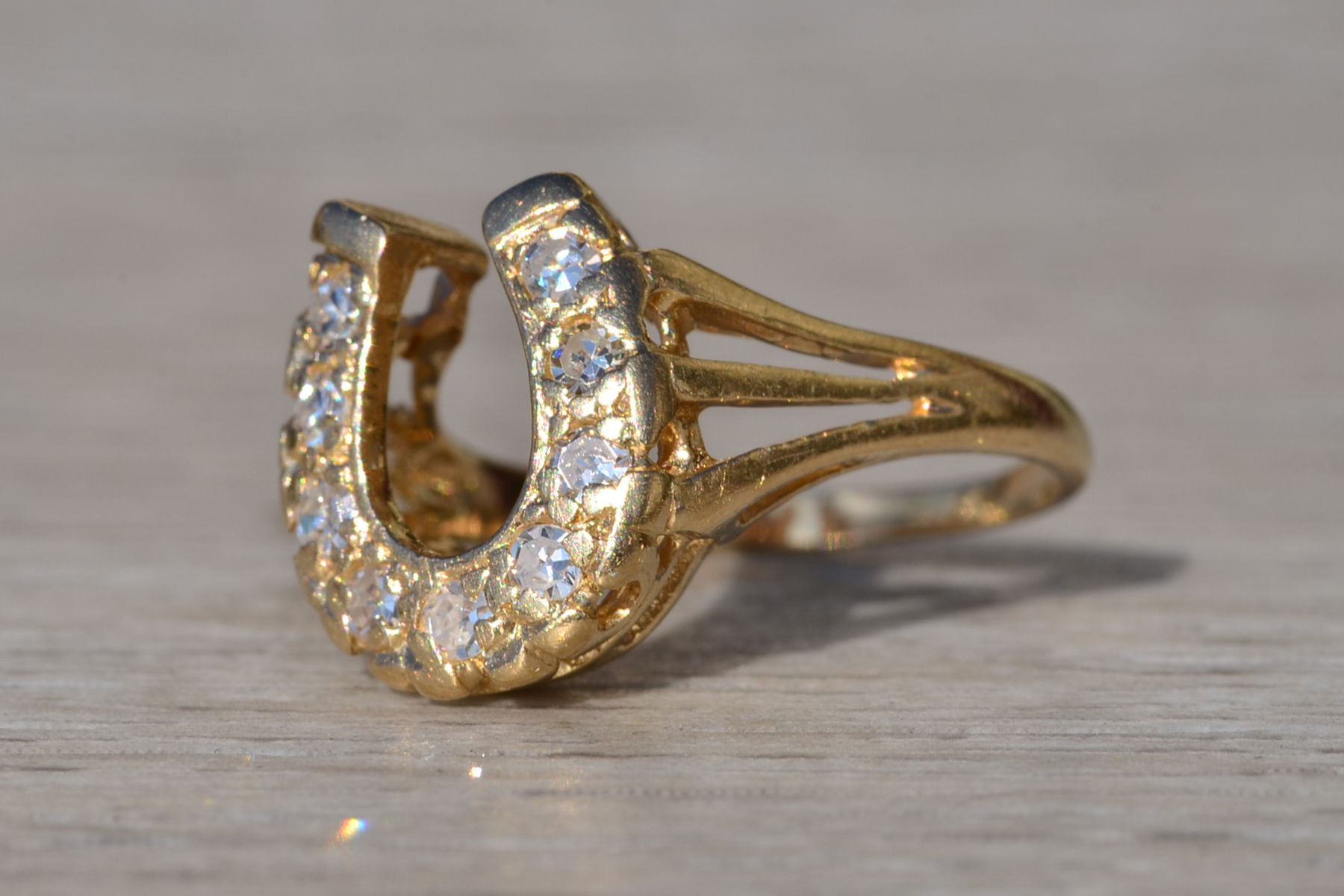 SOLD - The Alderpoint: Ladies Signed Truebrite Diamond Horseshoe Ring in 14K Gold - Image 3