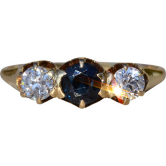The Macleay:  Ladies Antique Sapphire and Diamond Trilogy Ring in Yellow Gold