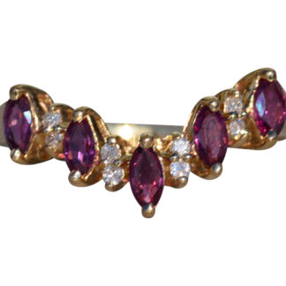 The Beal Lane:  Ladies 14K Angled Band set with Rubies and Diamonds