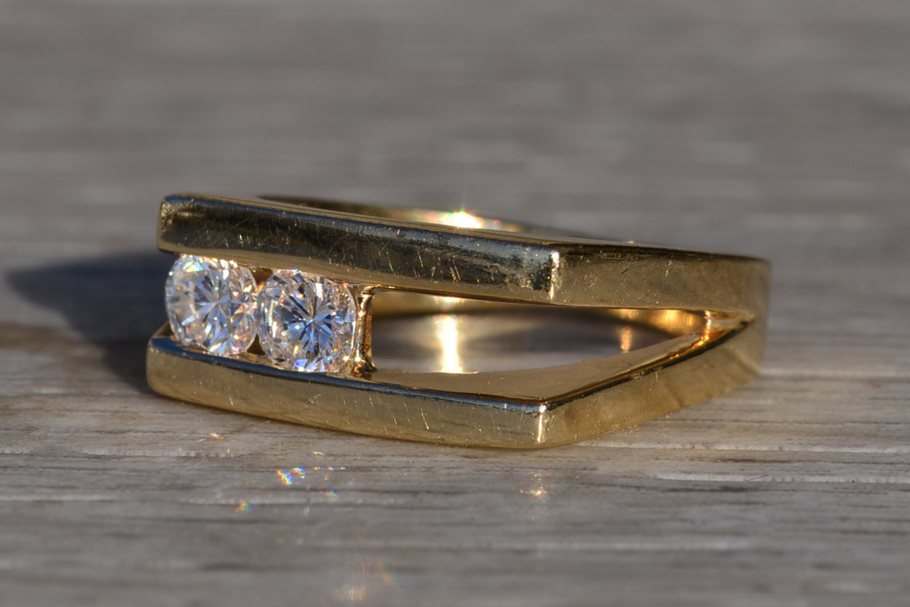SOLD - The Knappton: Ladies Mid Century 14K Gold Diamond Channel Set Ring - Image 3