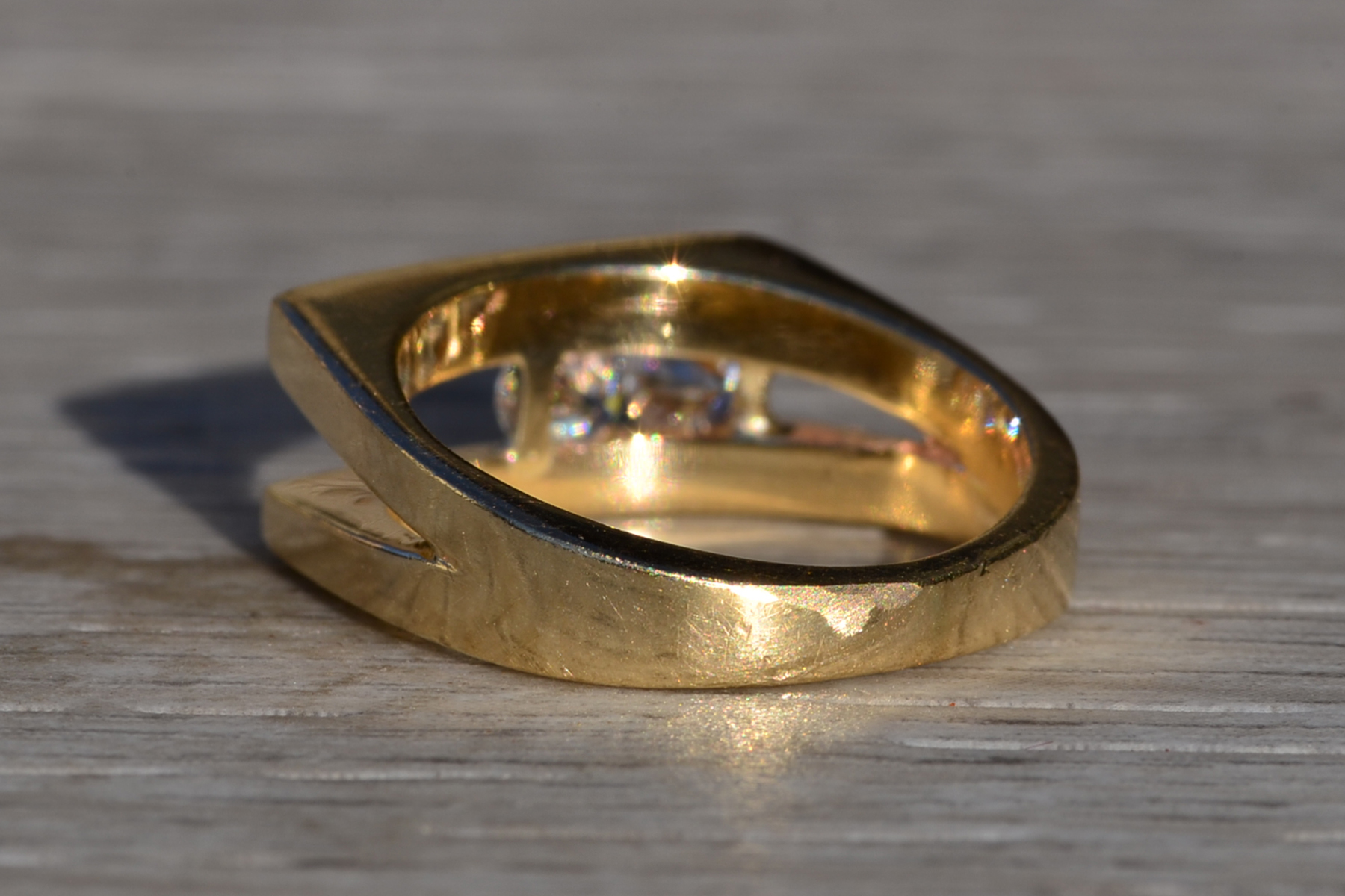 SOLD - The Knappton: Ladies Mid Century 14K Gold Diamond Channel Set Ring - Image 4