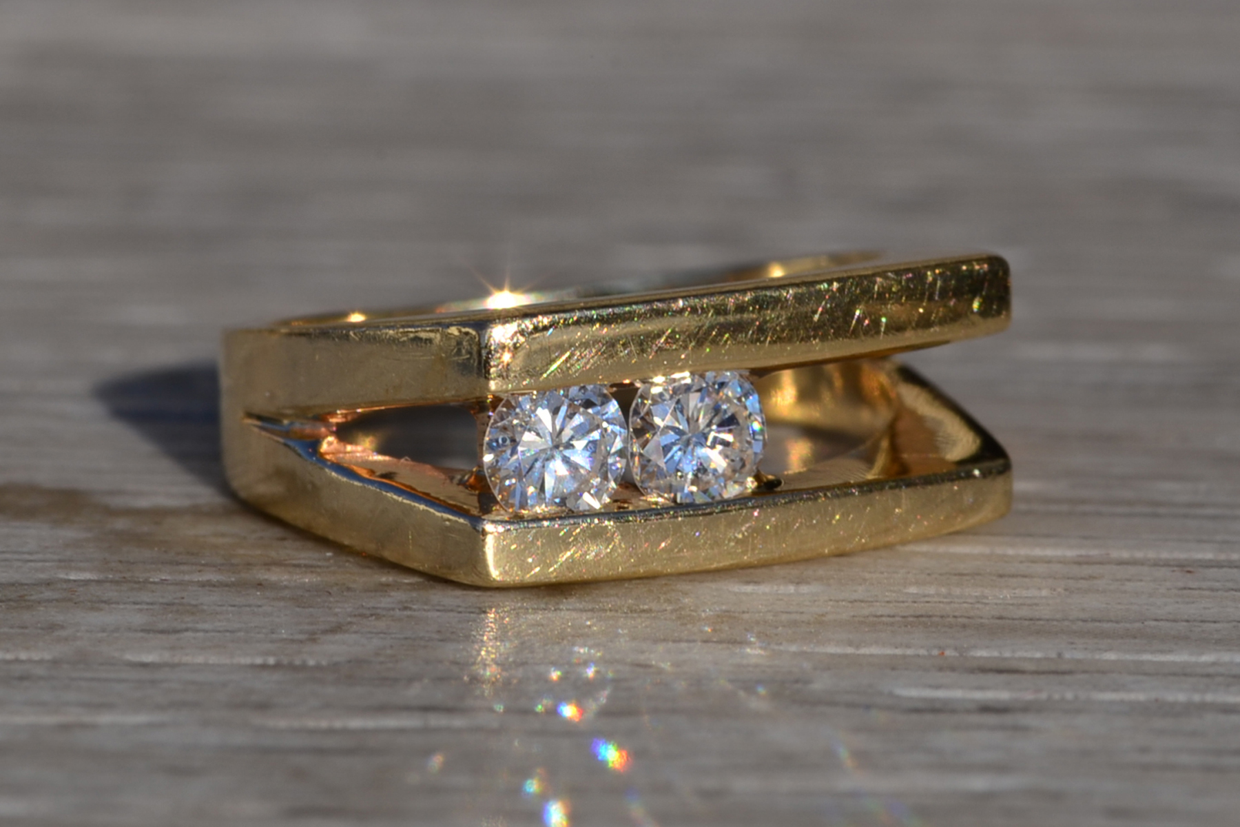 SOLD - The Knappton: Ladies Mid Century 14K Gold Diamond Channel Set Ring - Image 6