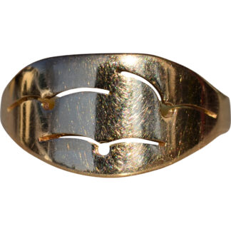 SOLD - The McMinville:  Ladies Signed 14K Gold Band with Engraved Seagulls