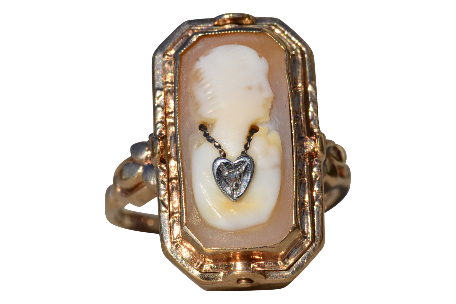 The Korblex: Ladies Antique Esemco Signed Cameo and Onyx Flip Ring