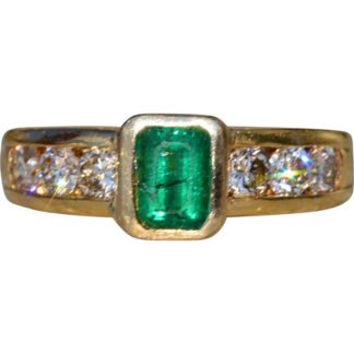 SOLD - The Kirtland:  Ladies 18K Emerald and Diamond Ring